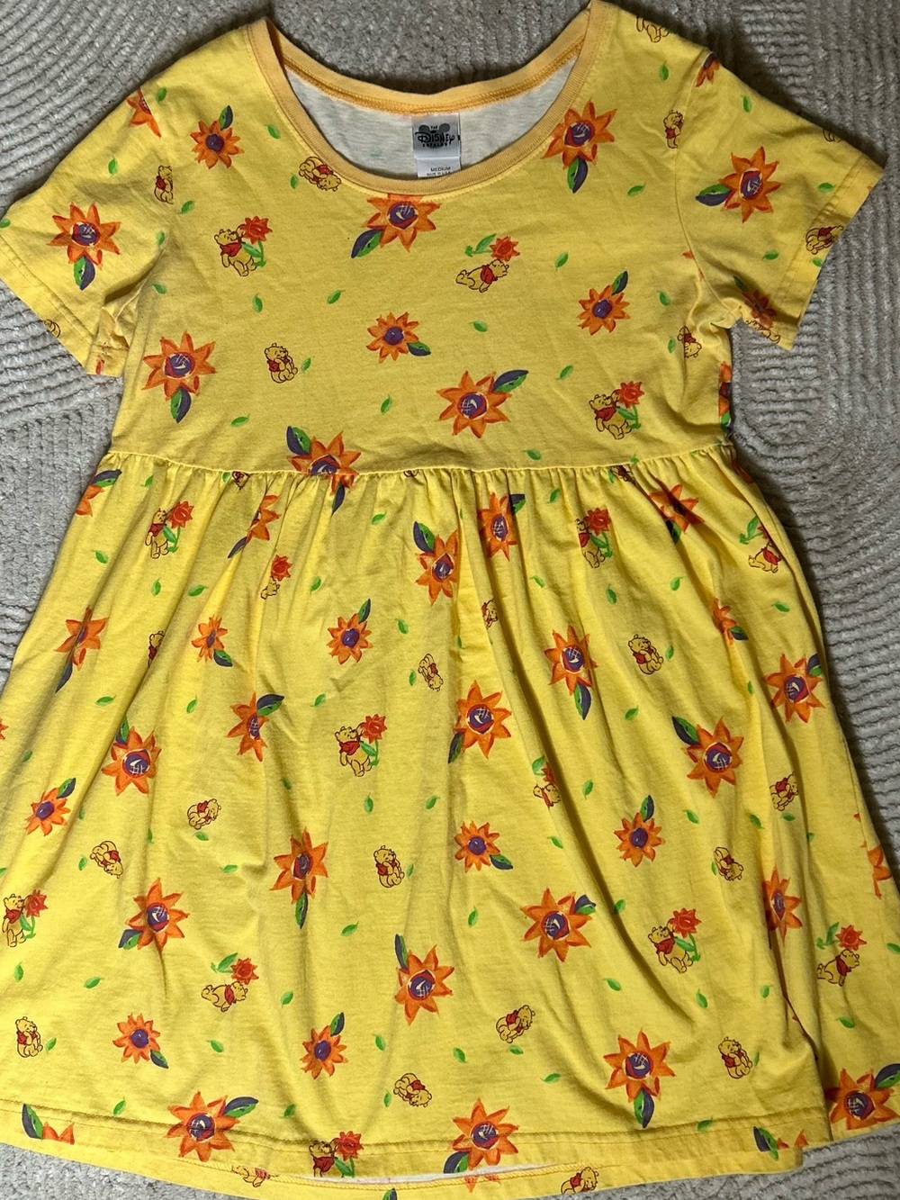 Vintage Disney Winnie the Pooh Floral Babydoll Dress USA